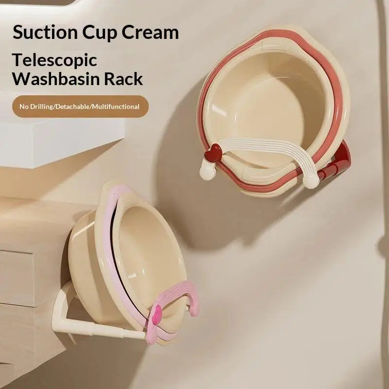 Retractable Suction Cup Basin Rack | No-Drill Wall Organizer Wall Basin Rack QXL