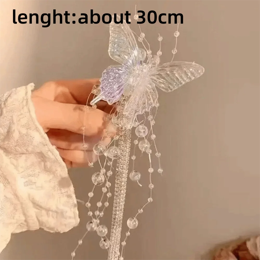 30cm Butterfly Tassel Hair Clip | Bridal Wedding Hairpin Bridal Hair Clip QXL