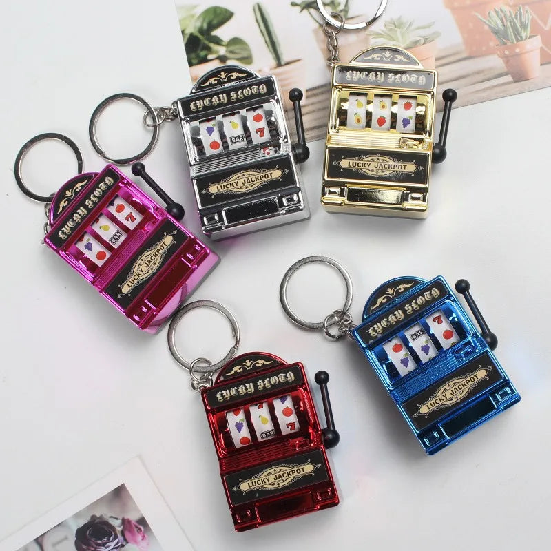 Mini Slot Machine Keychain | Retro Fruit Reel Bag Charm Novelty Keychain QXL