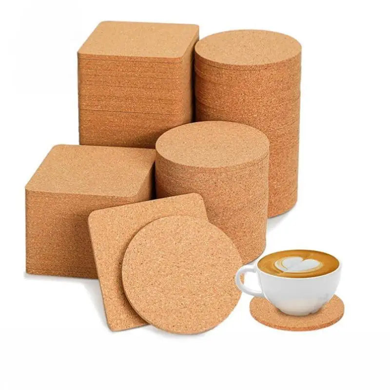 10-Pack Round Cork Coasters | Non-Slip DIY Drink Mats Cork Coaster Set QXL