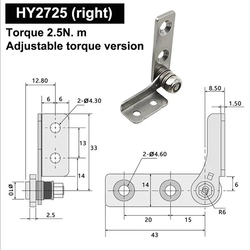 304 Stainless Steel Adjustable Damping Hinge | Frameless Stop Damping Positioning Hinge QXL A16