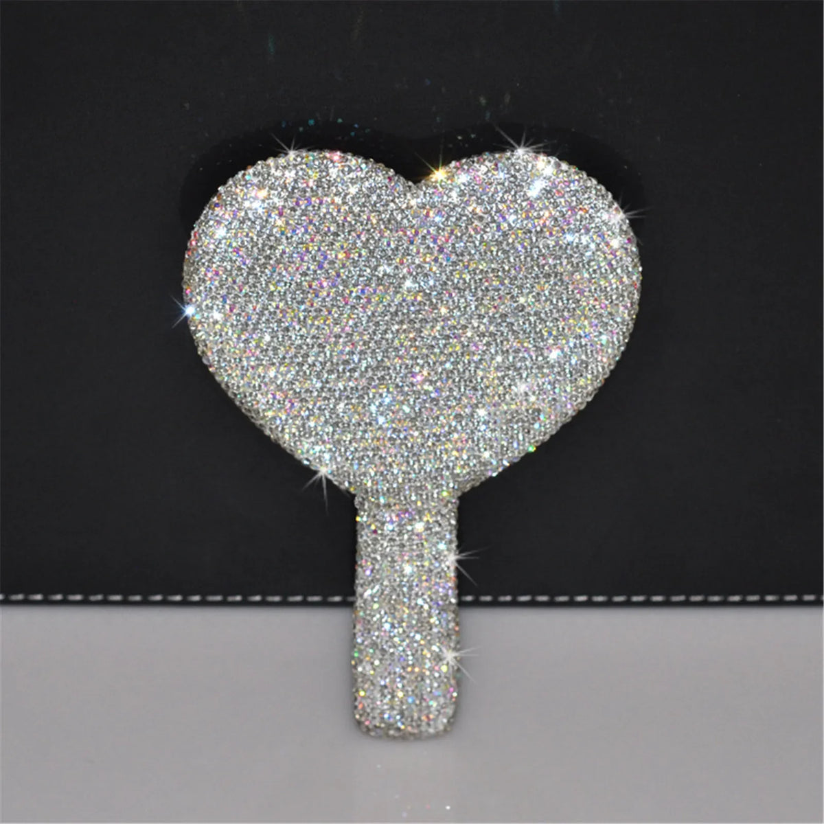 Diamond Heart Handheld Makeup Mirror | Bling Travel Vanity Handheld Makeup Mirror QXL Stick Diamond A