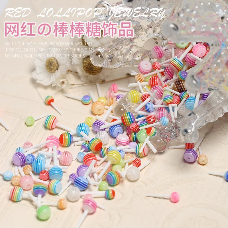 20-Pc Kawaii Lollipop 3D Nail Charms | Resin Candy Decor 3D Nail Charms QXL