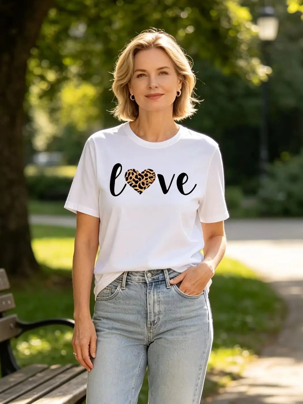 Women's 100% Cotton LOVE Print T-Shirt | Casual Daily Top Casual Cotton T-Shirt QXL