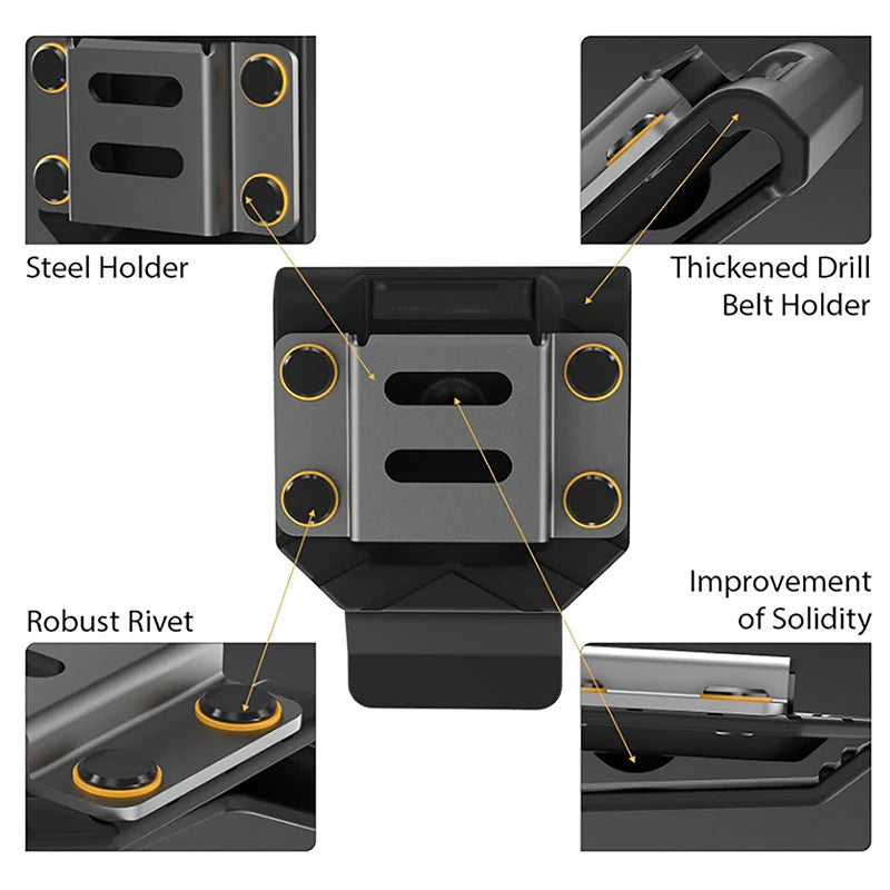 Drill Belt Holster & Tape Measure Clip | ABS + Metal Holder Drill Belt Holster QXL