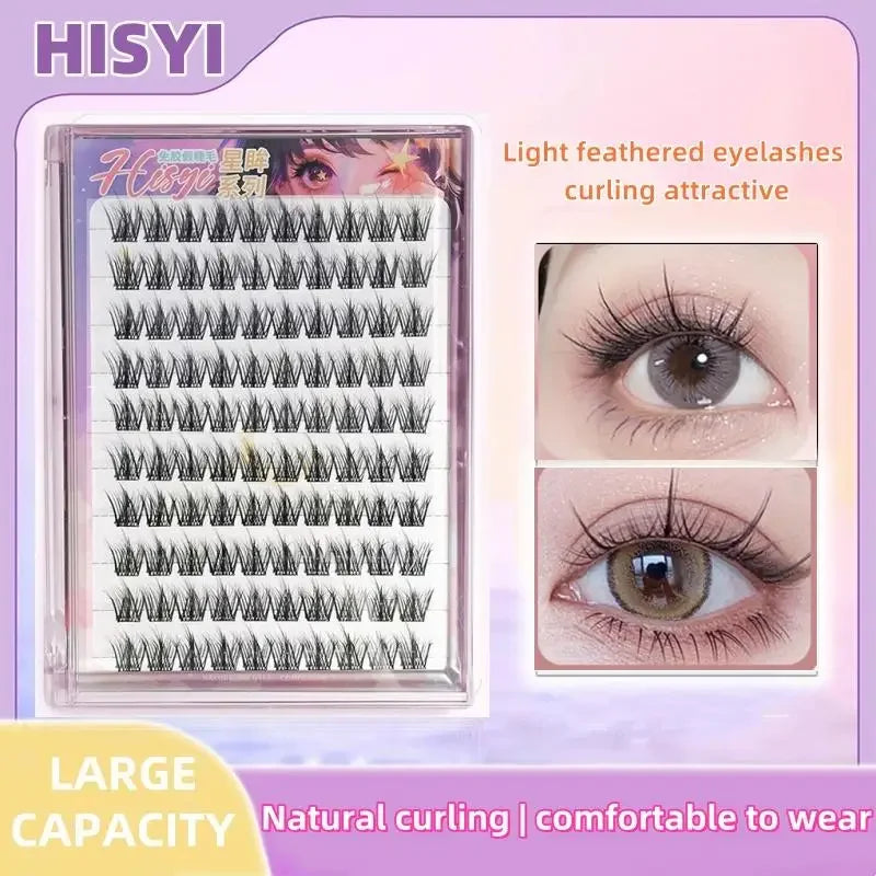 HISYI Glue-Free False Eyelashes | Segmented Individual Lashes False Eyelash Extensions QXL