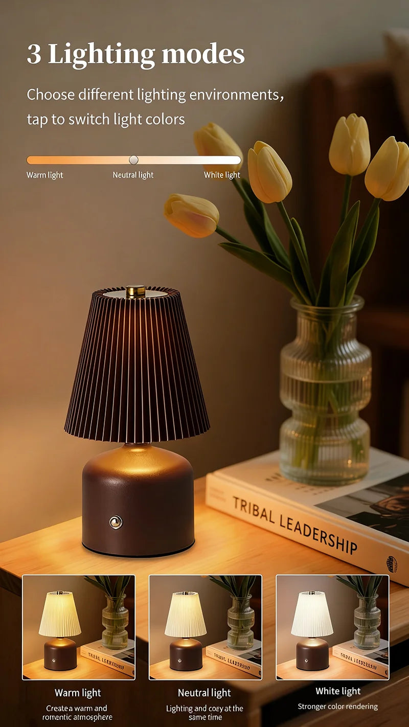 Rechargeable LED Fabric Table Lamp | Touch Dimmable Night Light LED Table Lamp QXL