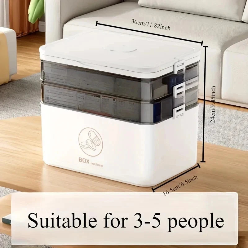 3-Tier Leak-Proof Medicine & Storage Organizer Box Medicine Storage Box QXL