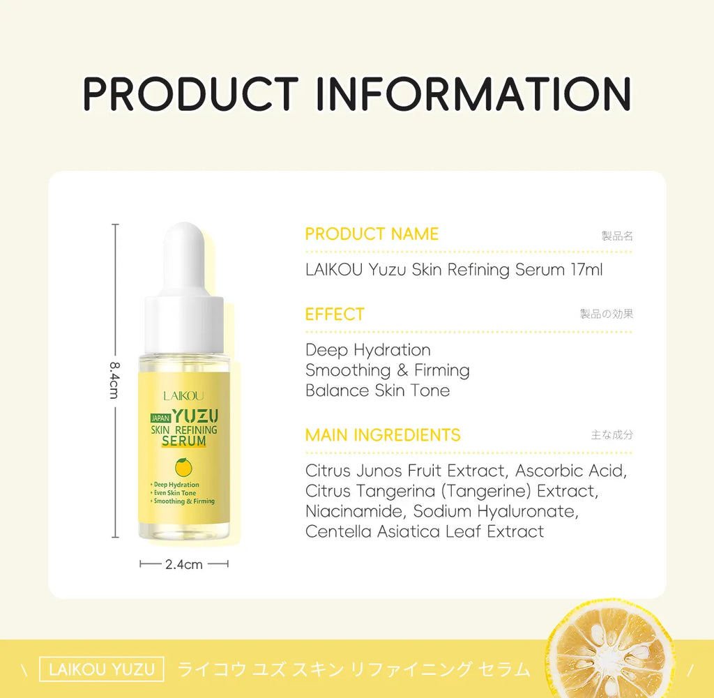 LAIKOU Yuzu Grapefruit Facial Essence – Brightening Serum 17ml Facial Serum Essence QXL