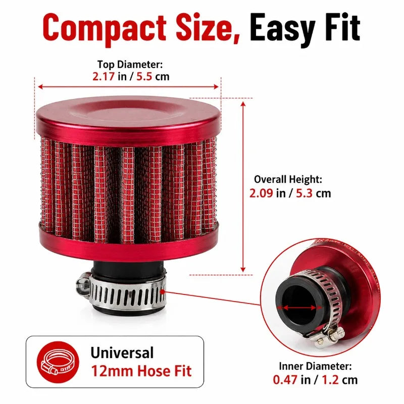 12mm Mini Mushroom Breather Filter | Car & Motorcycle Breather Filter QXL