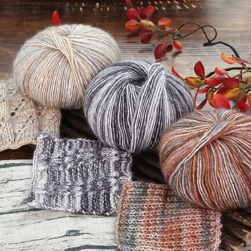 Rainbow Wool Alpaca Blend Yarn Ball | Worsted Weight 50g Knitting Crochet Yarn QXL