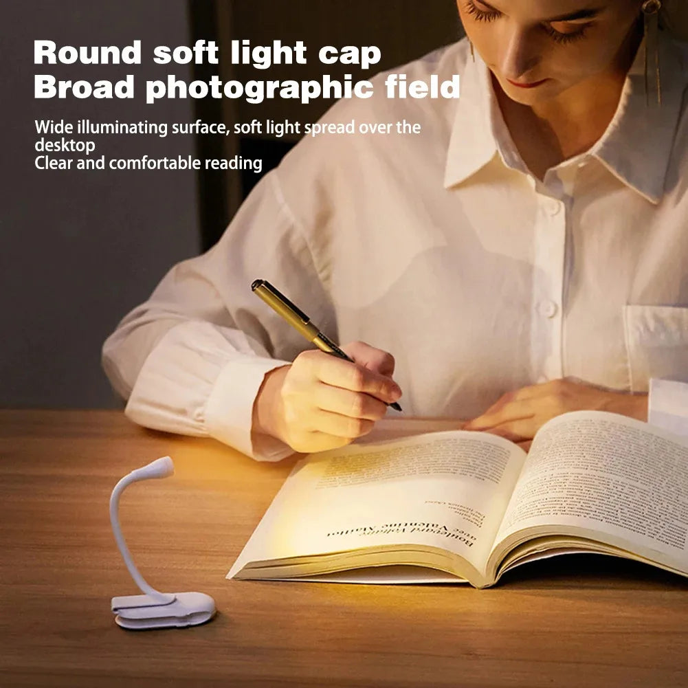 Mini Clip-On LED Book Light | USB Rechargeable 360° Flex Neck Clip-On Book Light QXL