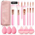 KOSSHOW 19-Pc Beginner Makeup Brush Set with Sponges & Bag Makeup Brush Set QXL 19pcs