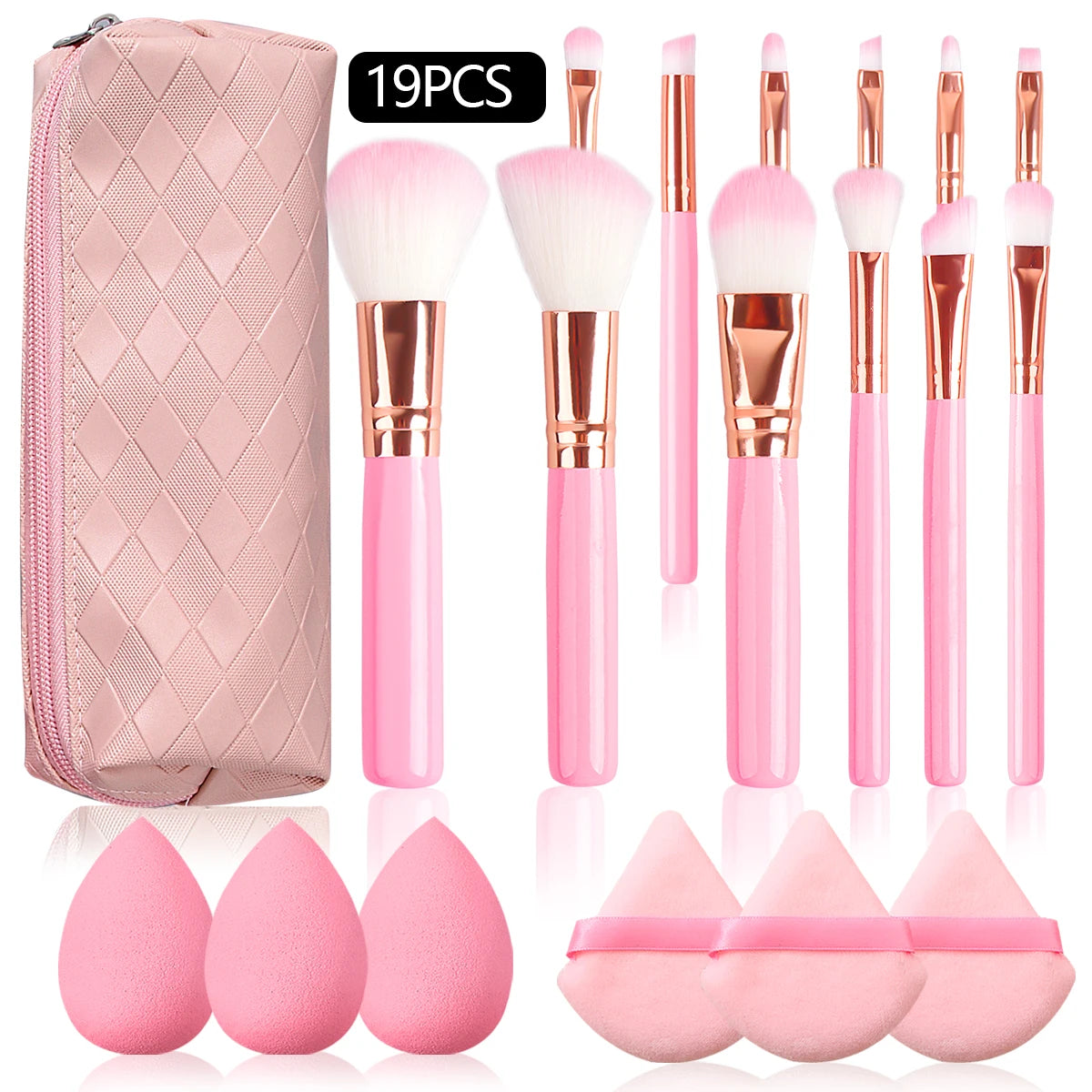 KOSSHOW 19-Pc Beginner Makeup Brush Set with Sponges & Bag Makeup Brush Set QXL 19pcs