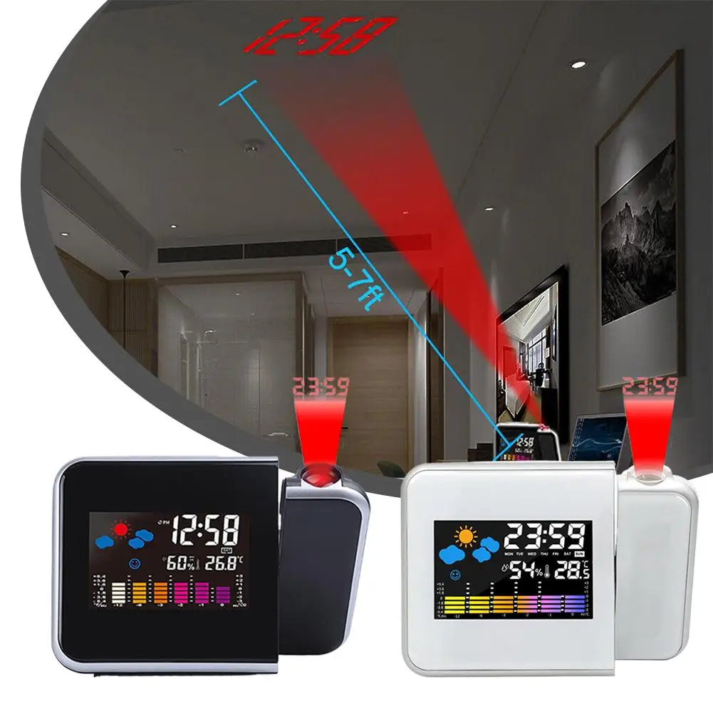 LED Projection Alarm Clock | Color Screen & Weather Forecast Projection Alarm Clock QXL