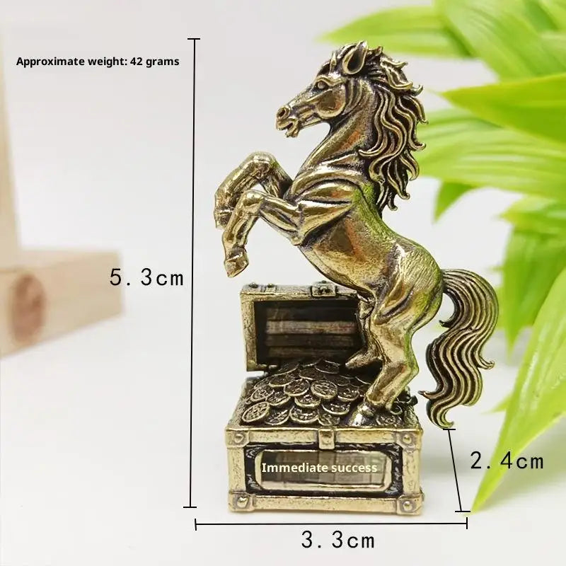 Brass Feng Shui Zodiac Horse Statue | Home & Office Decor Decorative Figurine QXL