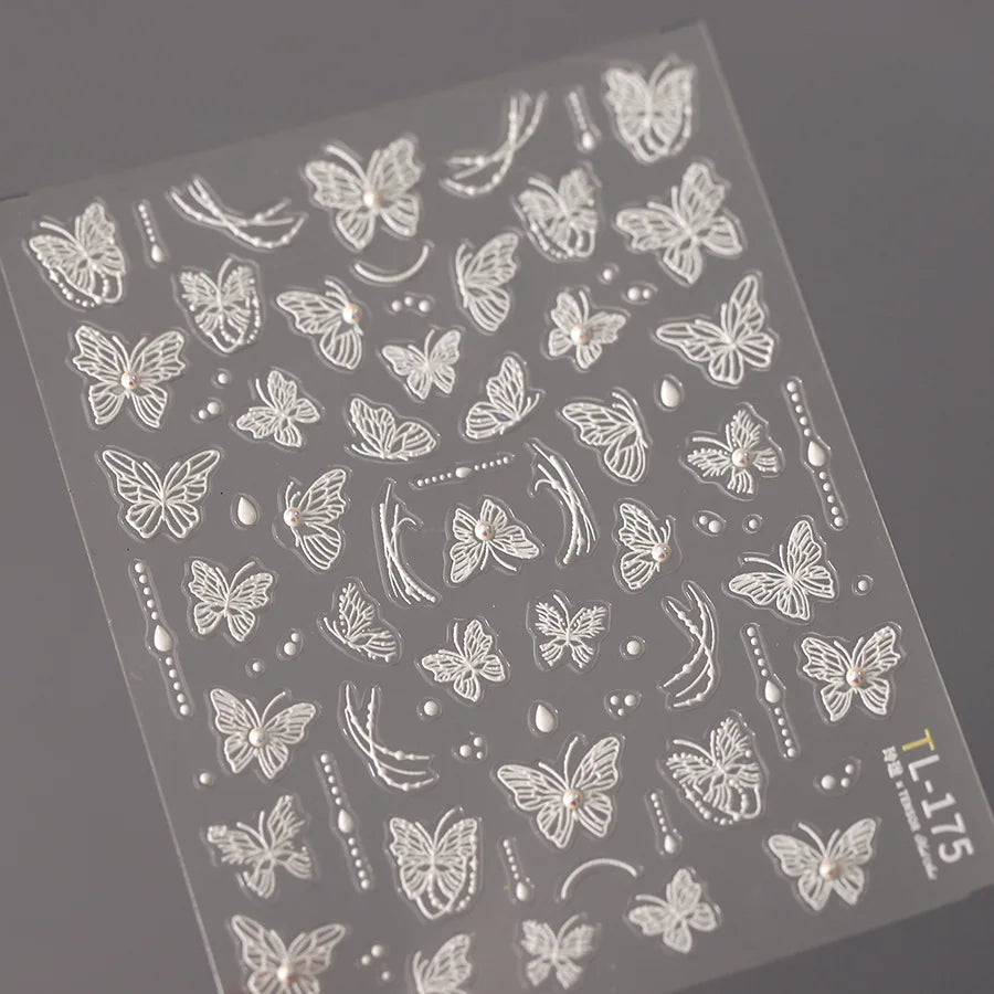 5D Kawaii Nail Art Stickers – Pink Flower, Peach & Butterfly Nail Art Stickers QXL 1pcs TL-175