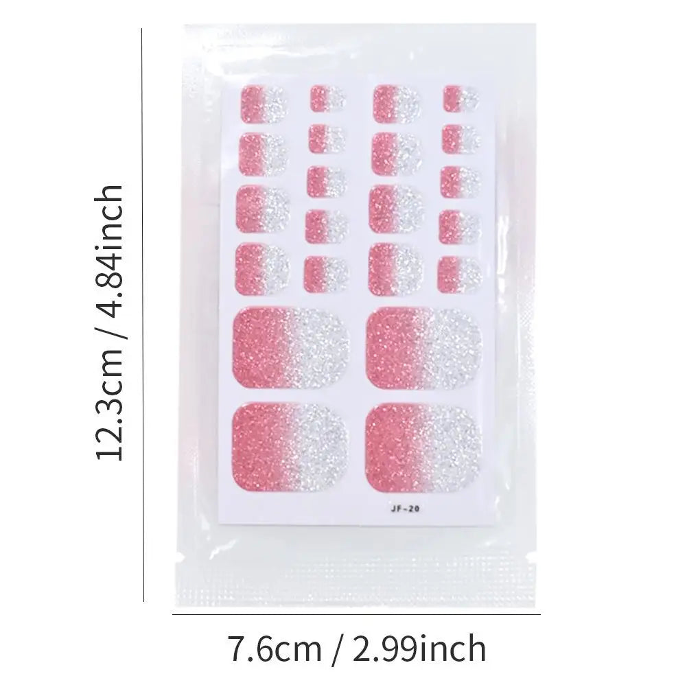 Gradient Glitter Toenail Polish Strips – 22 Full Cover Wraps Toenail Polish Strips QXL