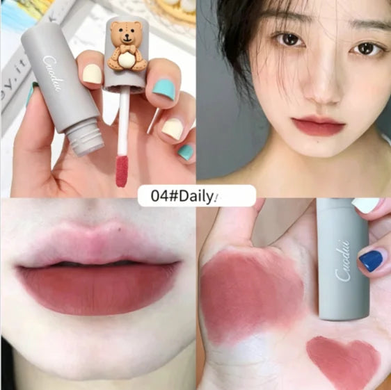 Cute Bear Velvet Matte Lip Mud | Waterproof Long-Lasting Lip Tint Matte Lip Tint QXL 01
