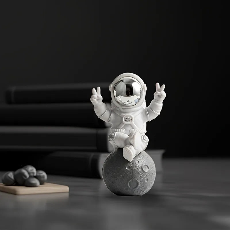 Gold Chrome Astronaut Figurine with Marble Base | Sci-Fi Decor Decorative Figurine QXL