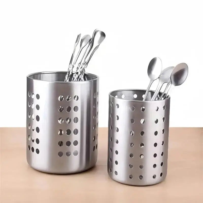 Stainless Steel Cylindrical Cutlery & Chopstick Holder Utensil Holder QXL