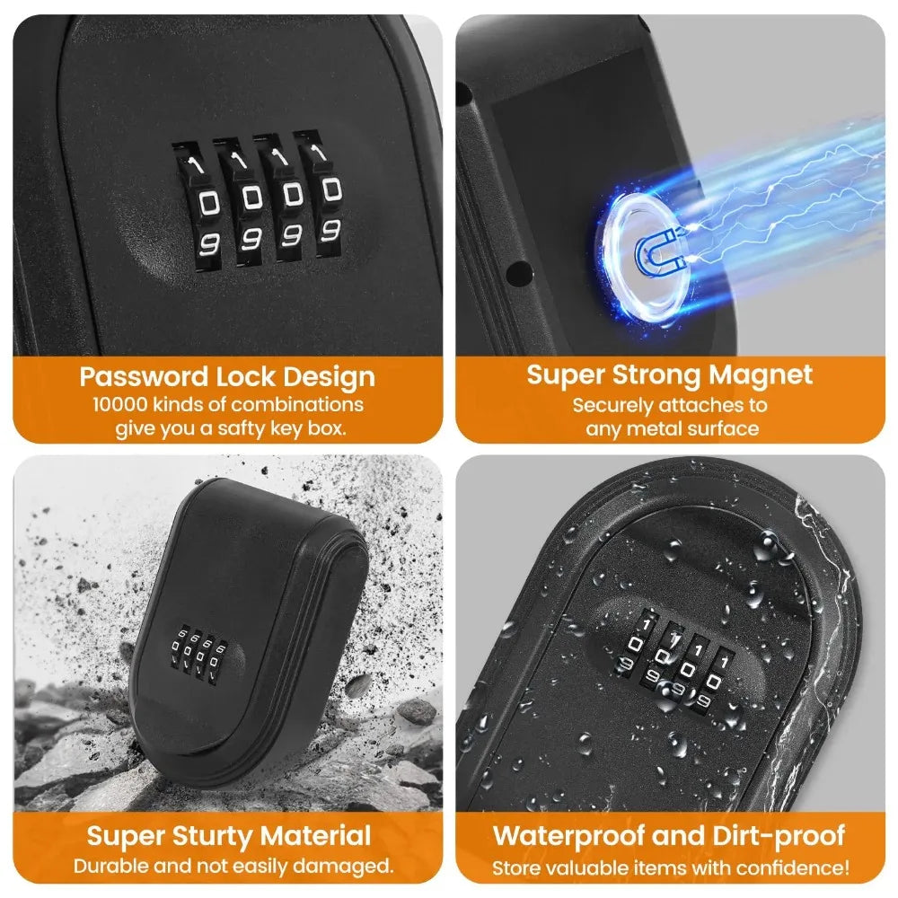 Magnetic Key Hider Box | 4-Digit Lock, Waterproof, Under Car Magnetic Key Box QXL