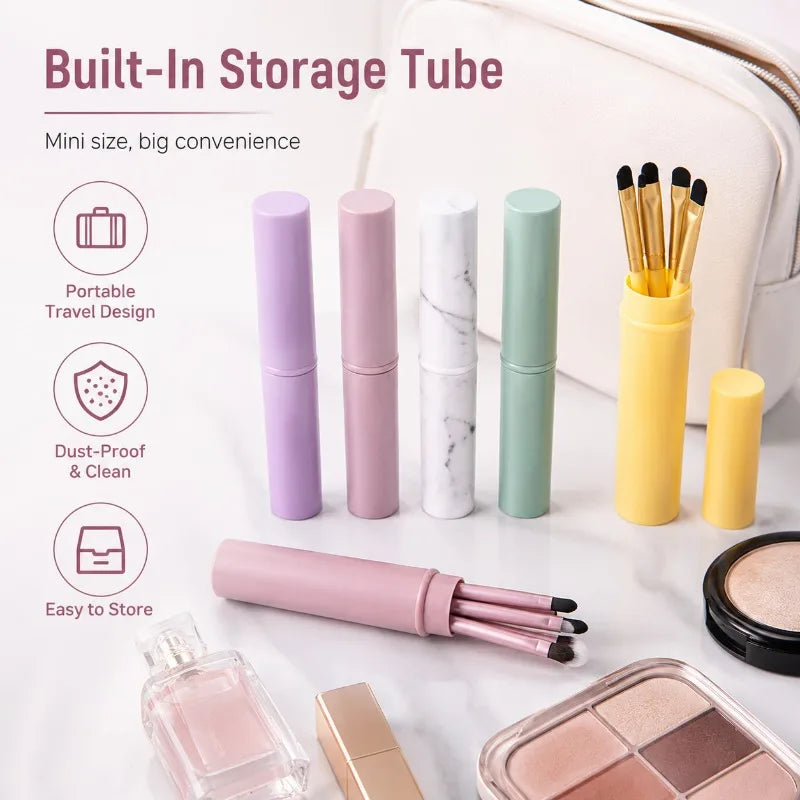 5-Piece Travel Eye Makeup Brush Set with Storage Tube Eye Makeup Brush Set QXL