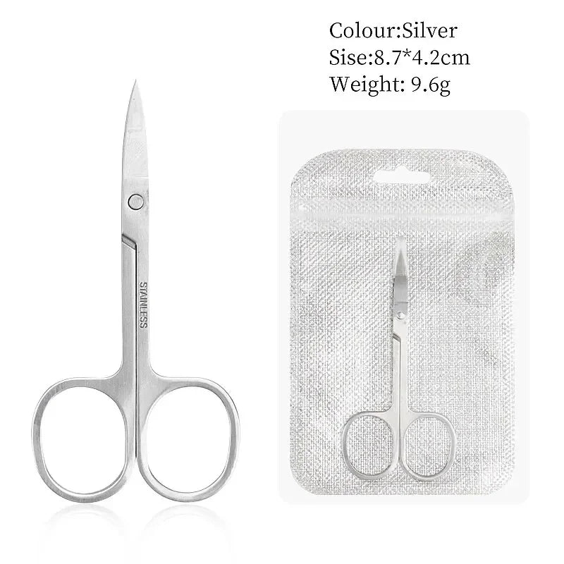 VVOCCI Stainless Steel Scissors – Nail, Brow & Nose Trimmer Grooming Scissors QXL M108 Silver