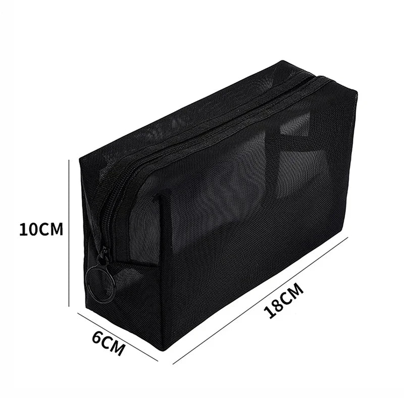 Mesh Cosmetic Bag | Travel Makeup & Toiletry Organizer Pouch Cosmetic Organizer Bag QXL M