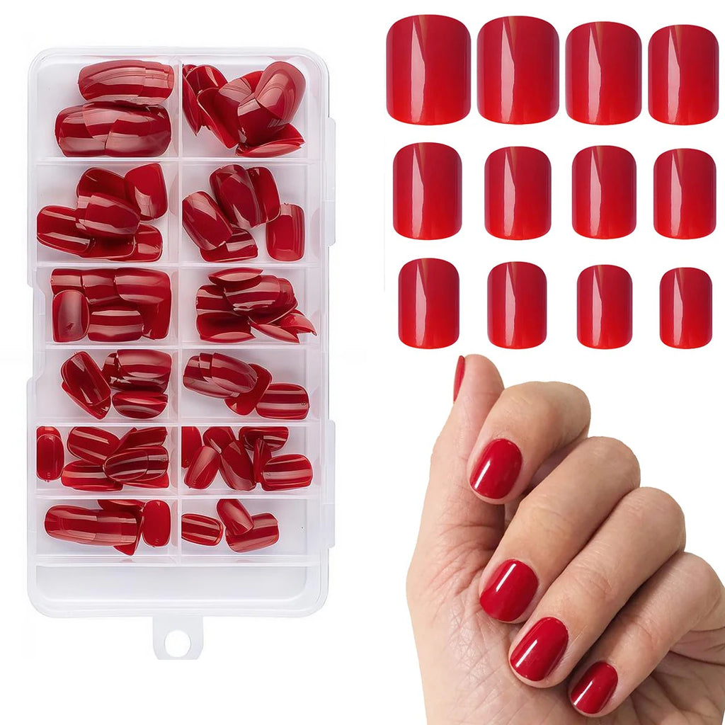 120-Pack Short Square Press-On Nails | Glossy Full Cover Tips Press-On Nail Tips QXL