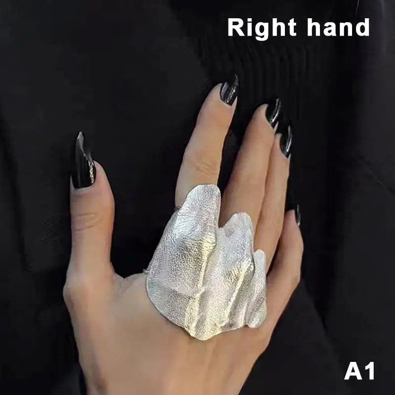 3D Irregular Texture Wide Band Statement Ring | Adjustable Statement Ring QXL A1