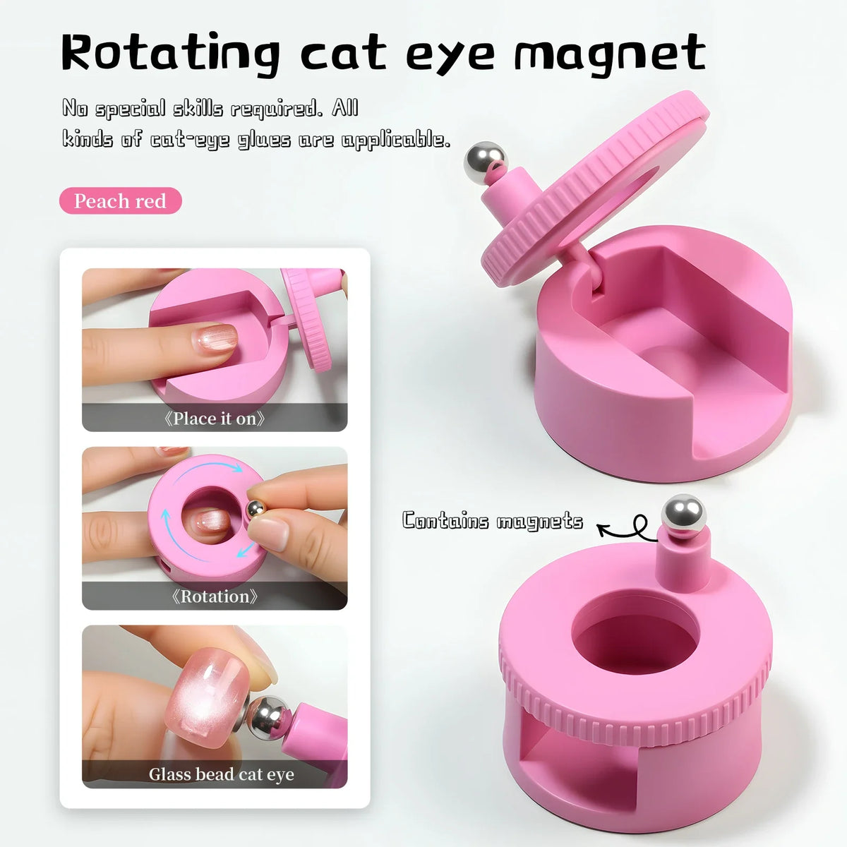 Cat Eye Nail Magnet Tool | Wide Light & French Styles Nail Art Magnet Tool QXL Pink
