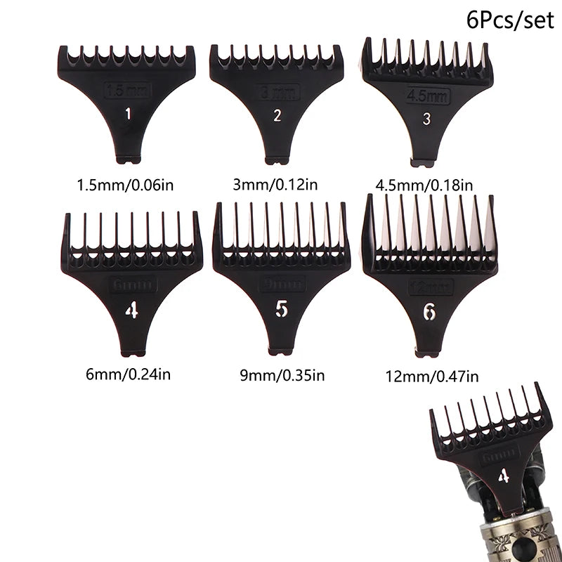 6-Pc Hair Trimmer Guide Comb Set | T-Blade Limit Guards Trimmer Guide Combs QXL