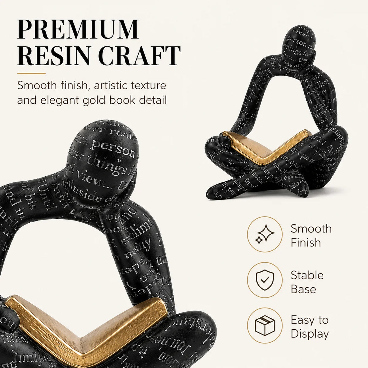Abstract Reading Woman Resin Statue | Modern Desktop Sculpture Decorative Sculpture QXL