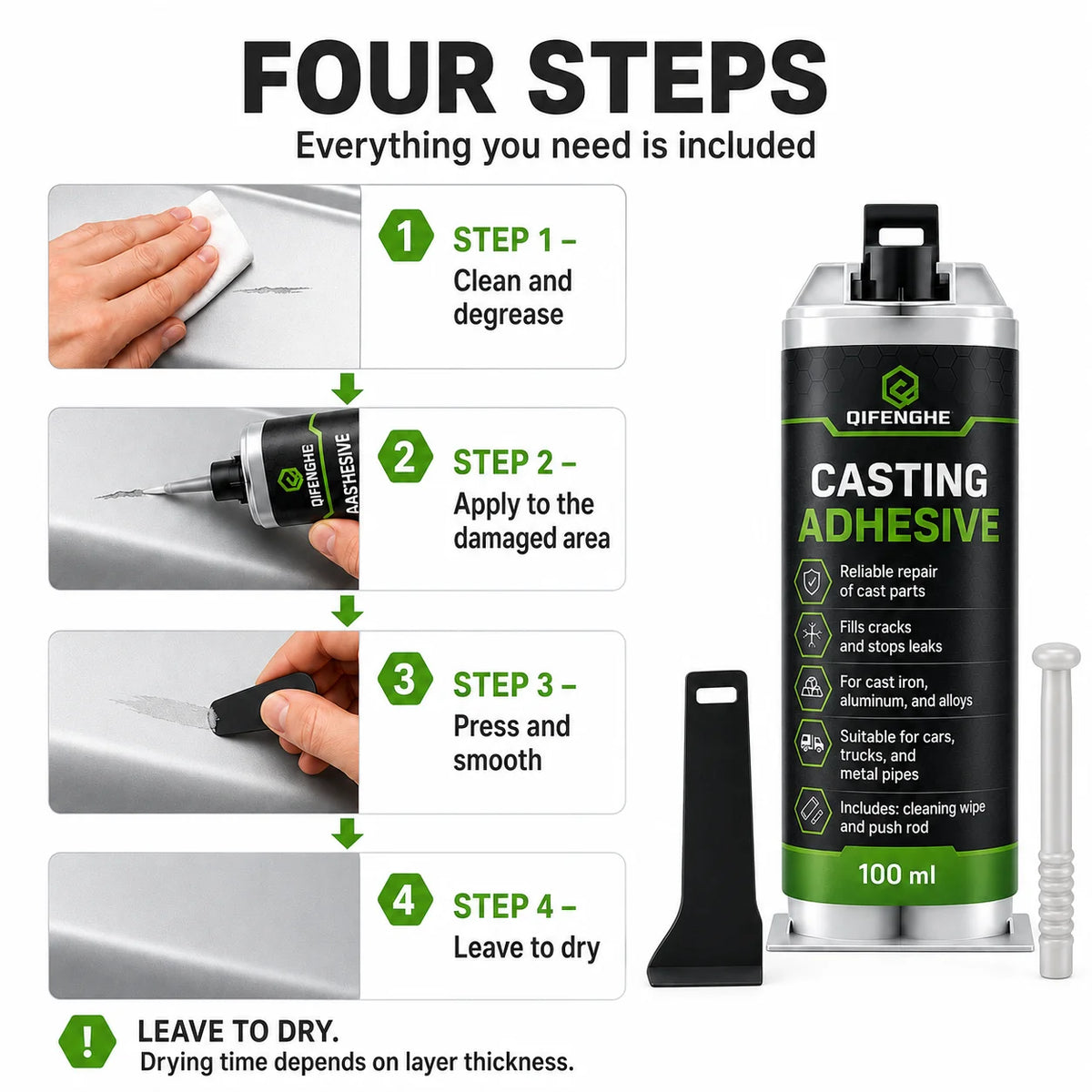 QIFENGHE 100ml Epoxy Casting Glue – High Strength Metal Repair Epoxy Adhesive QXL