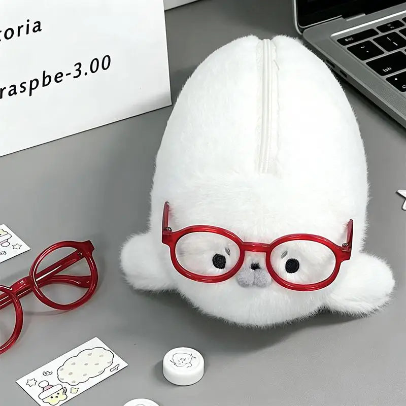 Plush Seal Pencil Case | Large Capacity Cute Stationery Bag Novelty Pencil Case QXL