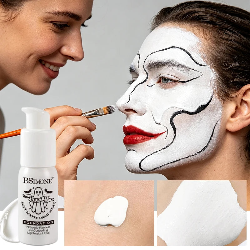White Liquid Foundation – Full Coverage Goth & Cosplay Makeup Liquid Foundation QXL