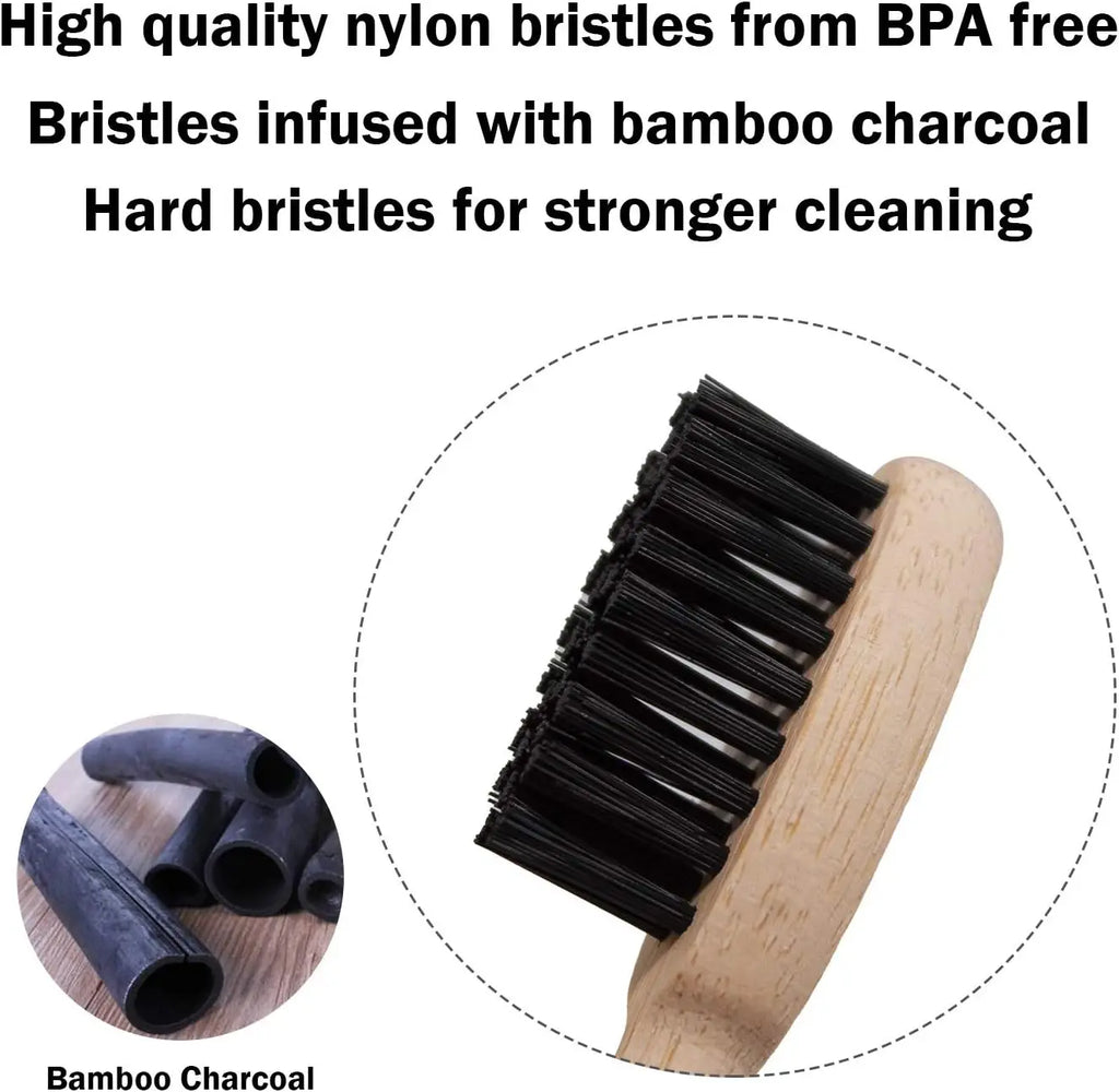 5-Pack Eco Bamboo Toothbrushes | Charcoal Bristles Adult Bamboo Toothbrush Set QXL
