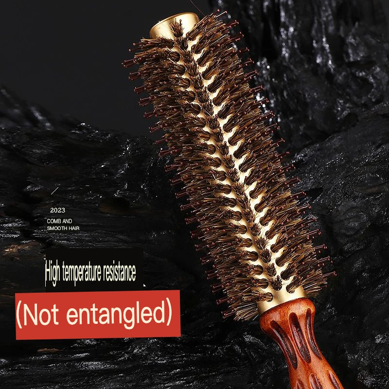 Boar Bristle Round Brush | Beech Wood Heat-Conducting Comb Round Styling Brush QXL
