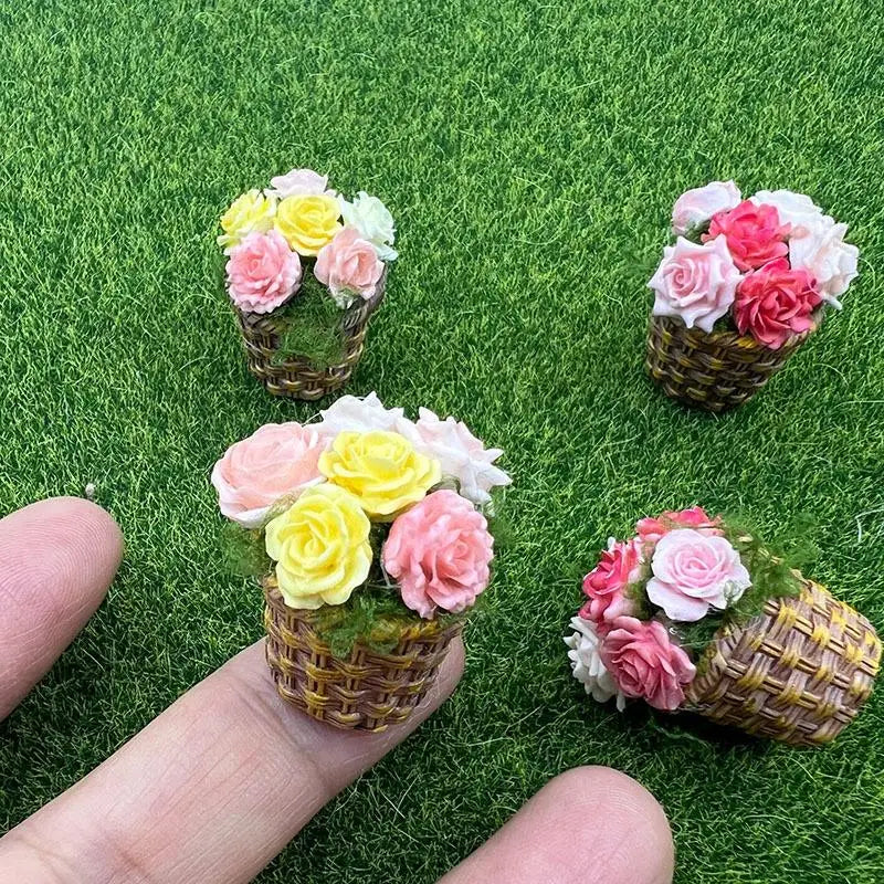 6-Piece Miniature Potted Flowers Set for Dollhouse Décor Dollhouse Miniatures QXL
