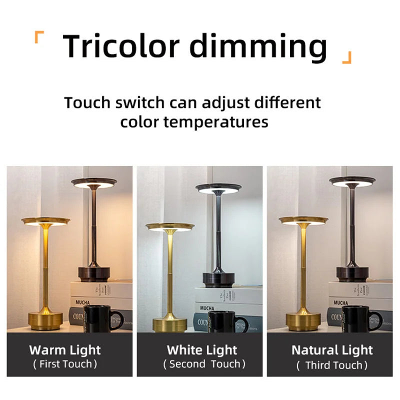 Rechargeable LED Table Lamp | USB-C Touch Dimmer, 10–12Hr Rechargeable Table Lamp QXL