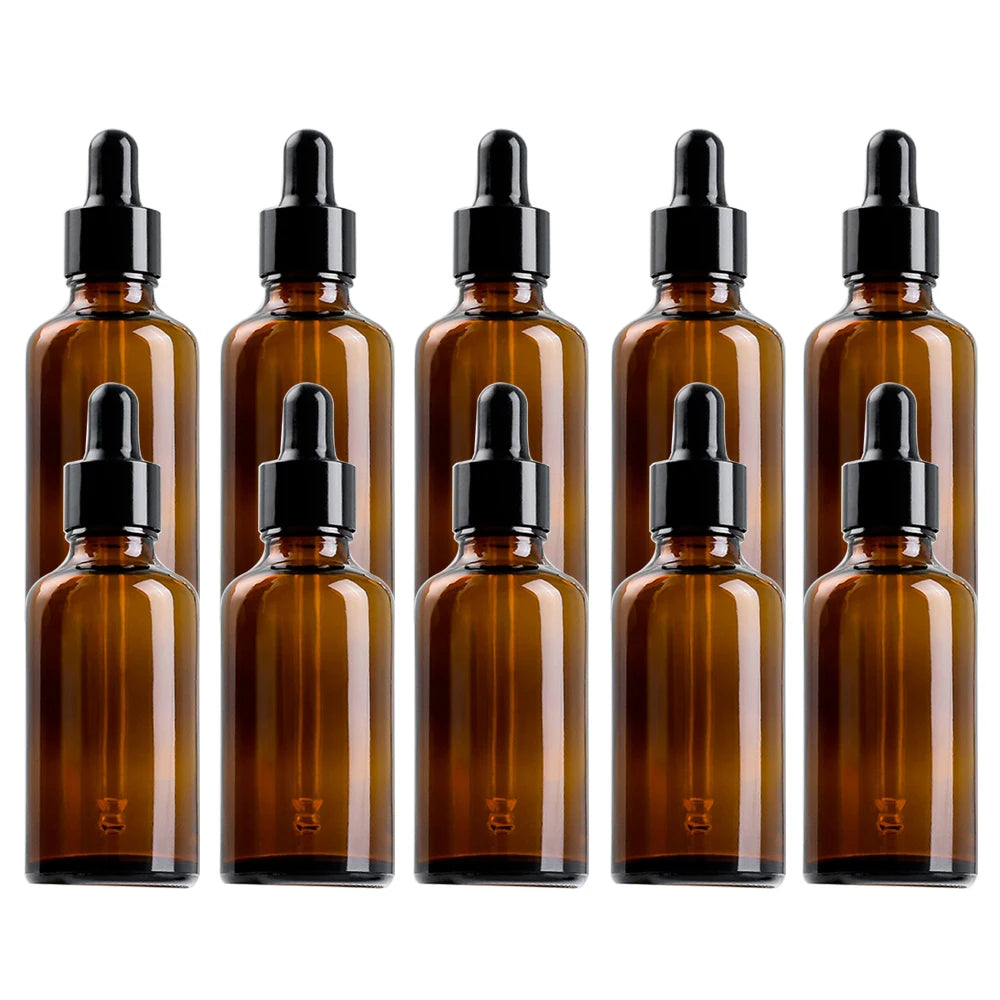 10-Pack Amber Glass Dropper Bottles with Scale 5ml–50ml Glass Dropper Bottles QXL 5ml drop bottle