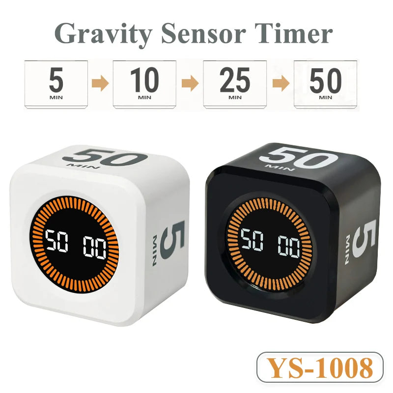 Flip Cube Timer | LED Visual Display, 4 Presets, USB-C Charge Kitchen Timer QXL
