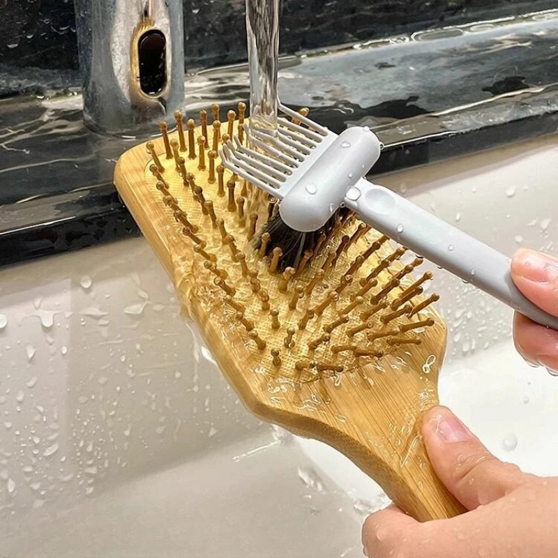 2-in-1 Hair Brush & Comb Cleaning Tool | Dust Remover Brush Cleaning Tool QXL 1Pc Grey