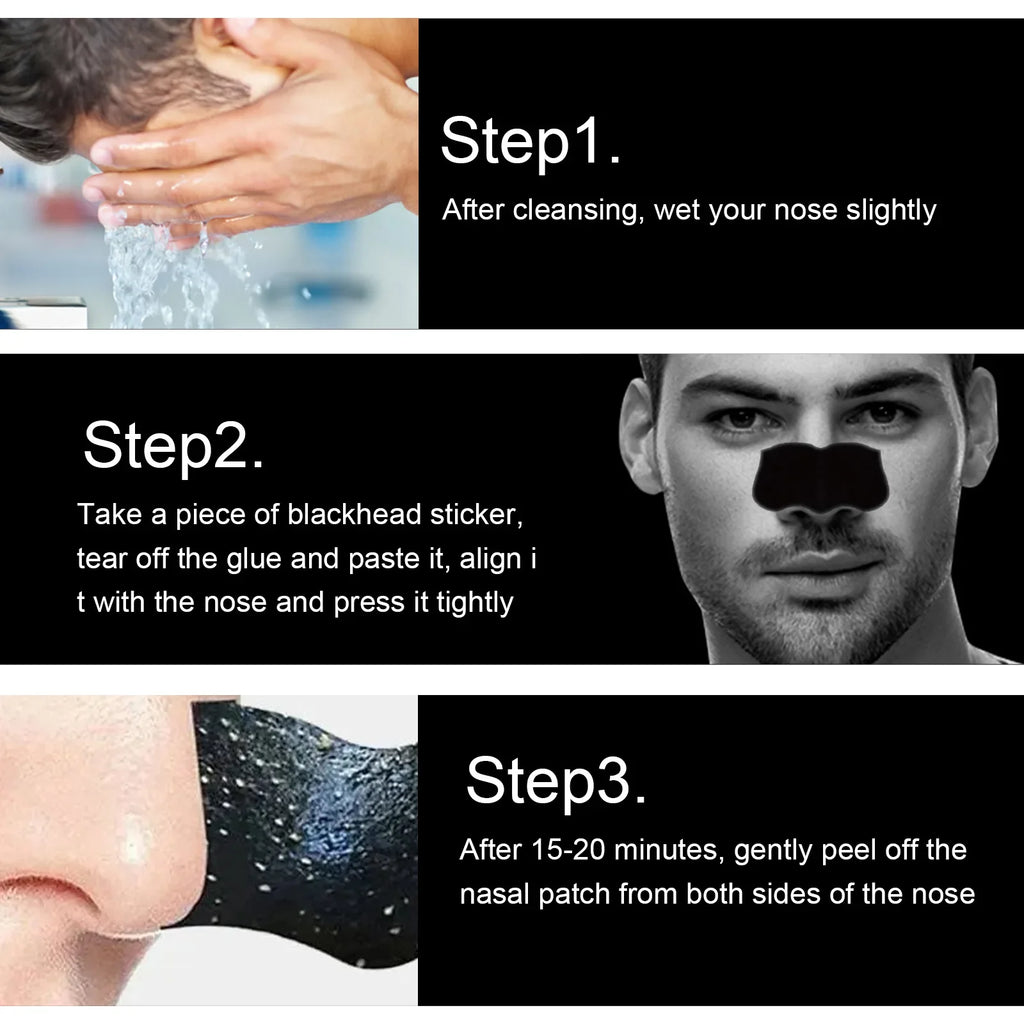 Nose Blackhead Remover Peel-Off Strips | Bamboo Charcoal 10pk Nose Peel-Off Strips QXL
