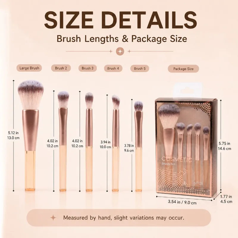 5-Piece Portable Makeup Brush Set with Zip Pouch | Face & Eye Makeup Brush Set QXL