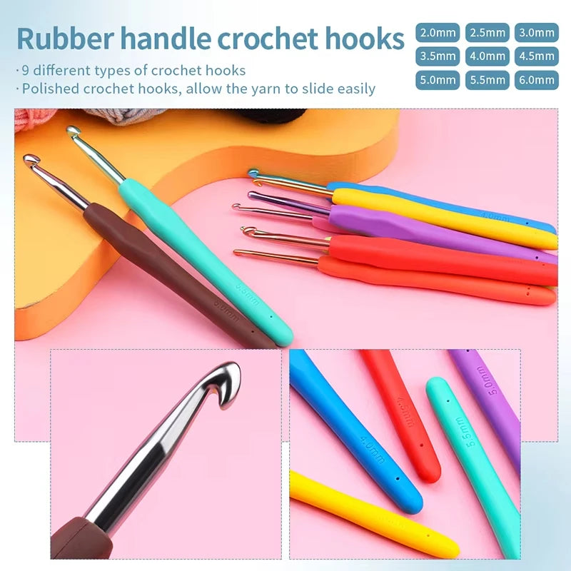 59-Piece Crochet Hook Set with Portable Hanging Storage Bag Crochet Hook Set QXL