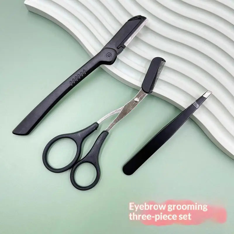 3-Piece Stainless Steel Eyebrow Grooming Kit – Comb, Scissor & Trimmer Eyebrow Grooming Kit QXL 3PCS