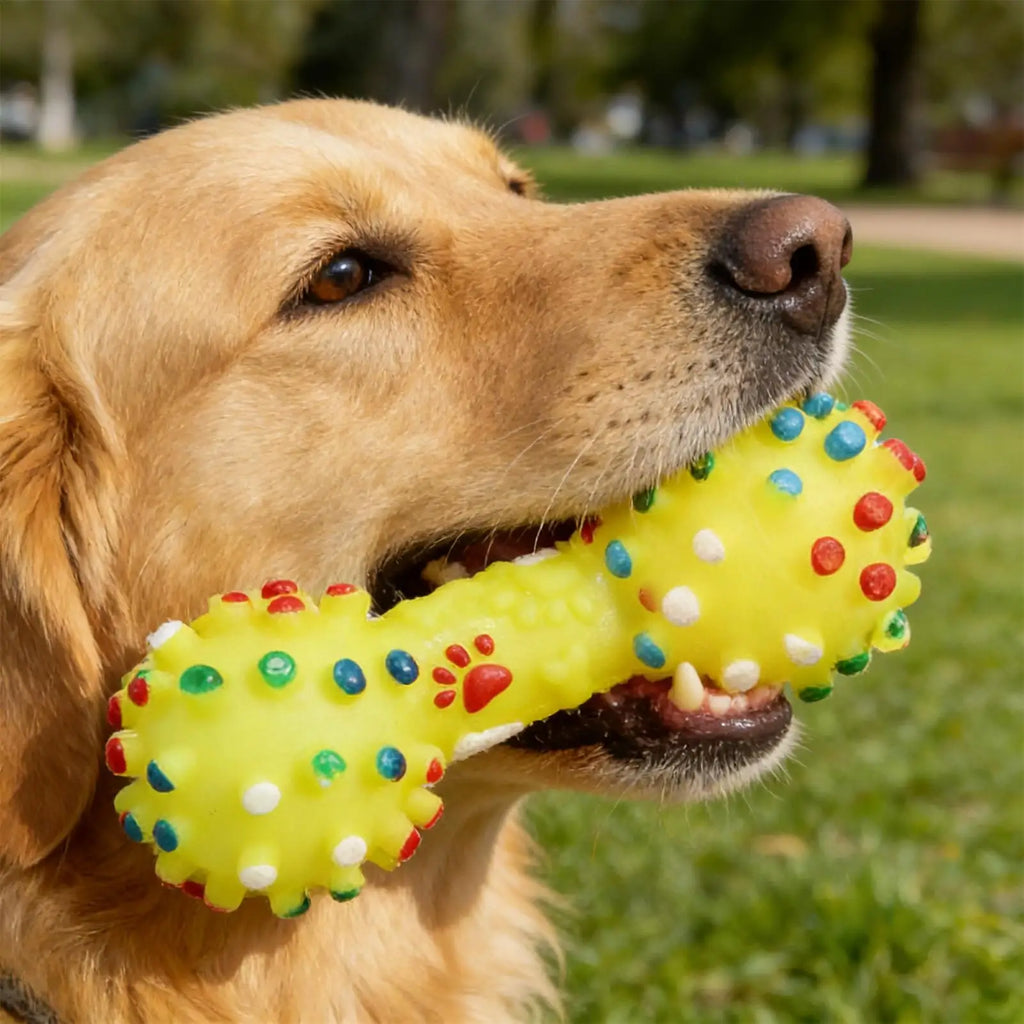 Bone-Shaped Dog Chew Toy | Squeaky Whistle Teeth Cleaner Dog Chew Toy QXL
