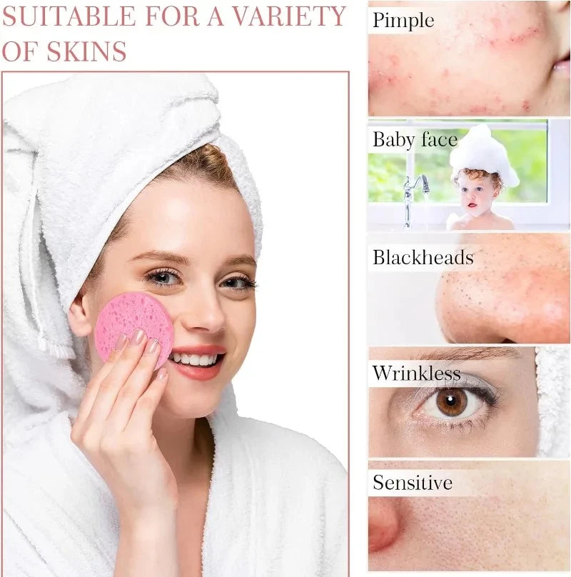 10-Pack Natural Wood Pulp Compressed Face Cleansing Sponges Face Cleansing Sponge QXL